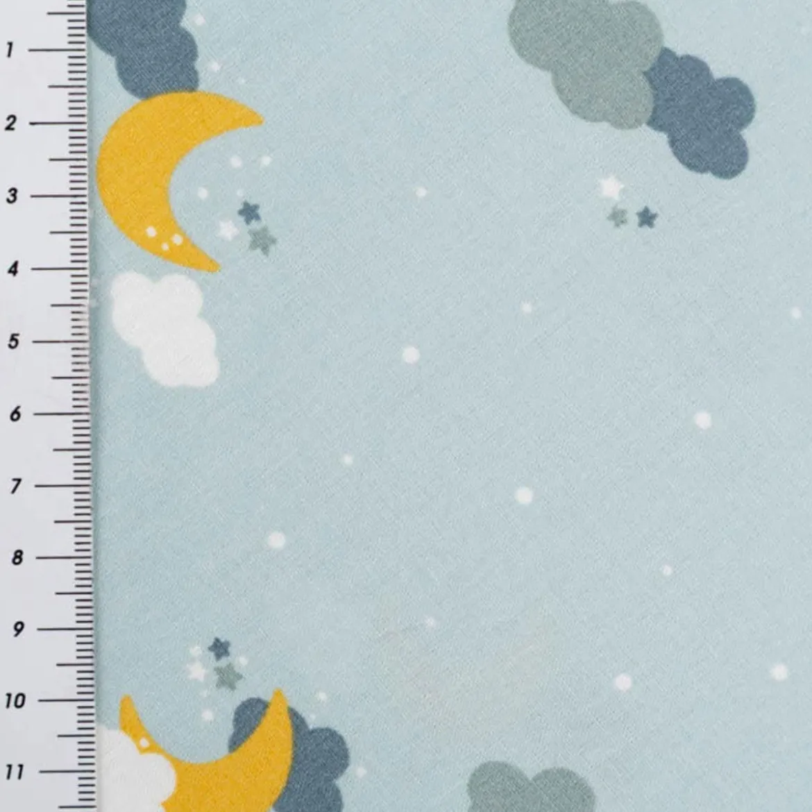 Baumwollstoff Popeline Stoff Mond Wolken hellblau 1,45m Breite