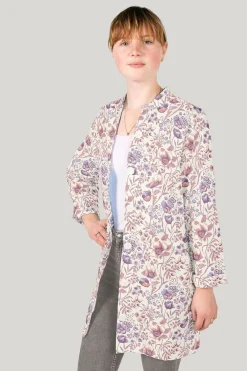 Baumwollstoff Popeline Stoff Blumenranken wollweiß braunrot lila 1,45m Breite