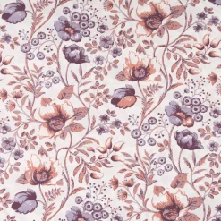 Baumwollstoff Popeline Stoff Blumenranken wollweiß braunrot lila 1,45m Breite