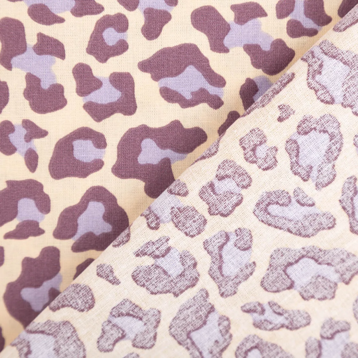 Baumwollstoff Popeline Stoff Leo beige lila 1,45m Breite