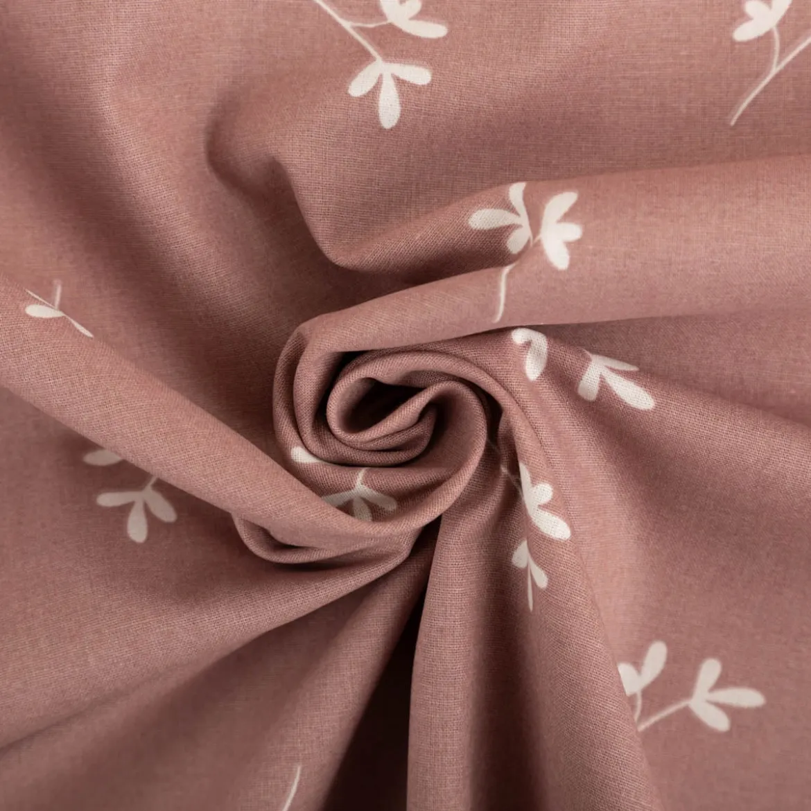 Baumwollstoff Popeline Stoff Allover Blätter Mauve 1,45m Breite