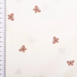 Baumwollstoff Popeline Stoff Schmetterlinge wollweiß mauve 1,45m Breite