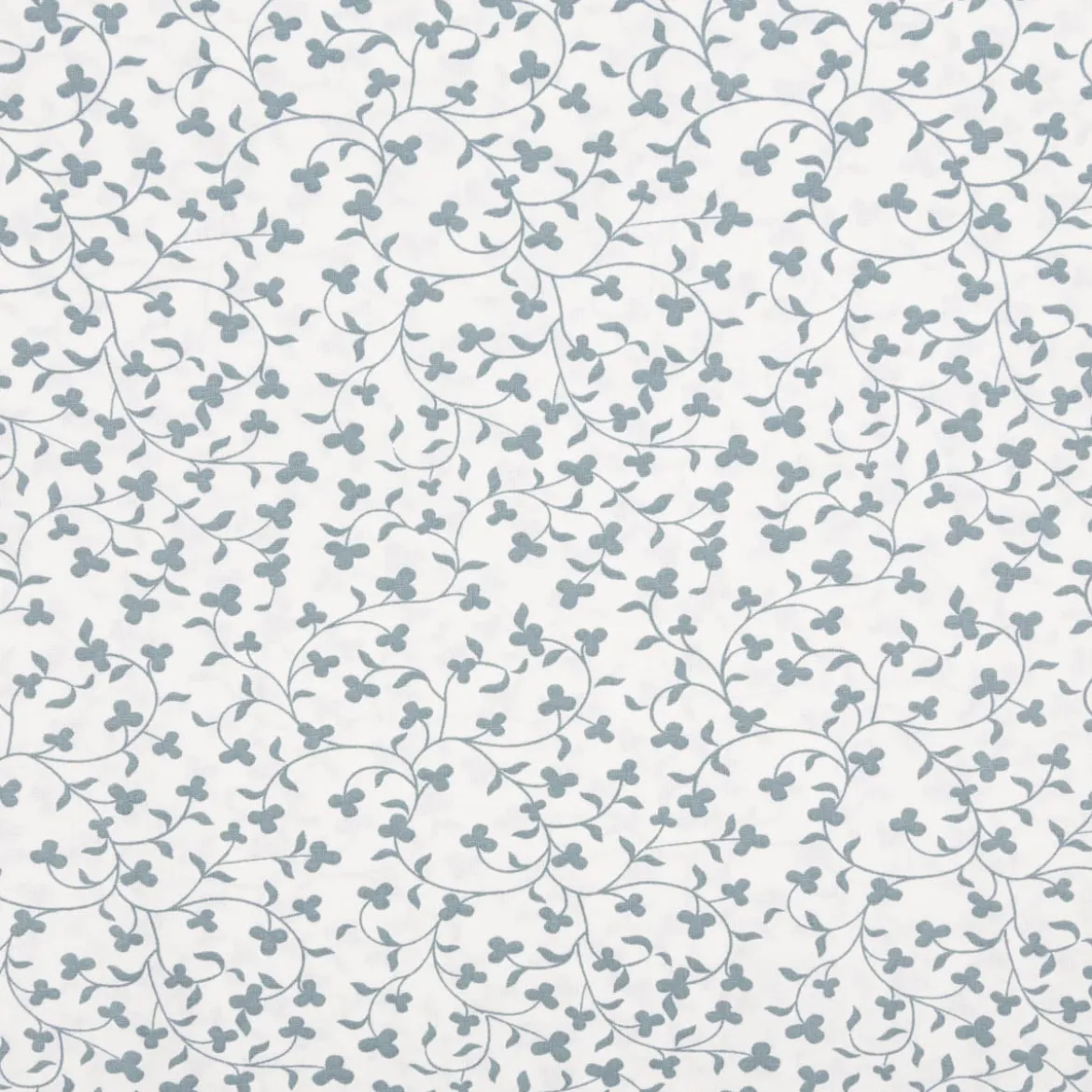Baumwollstoff Popeline Stoff Blumenranken wollweiß blau 1,45m Breite