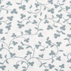 Baumwollstoff Popeline Stoff Blumenranken wollweiß blau 1,45m Breite