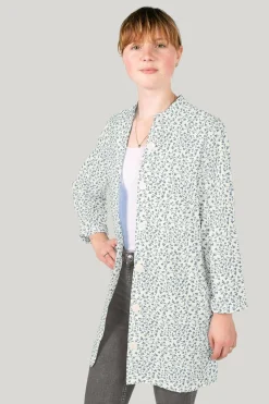 Baumwollstoff Popeline Stoff Blumenranken wollweiß blau 1,45m Breite