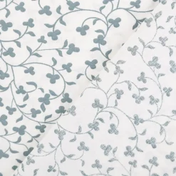 Baumwollstoff Popeline Stoff Blumenranken wollweiß blau 1,45m Breite