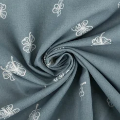 Baumwollstoff Popeline Stoff Kleeblätter blau wollweiß 1,45m Breite