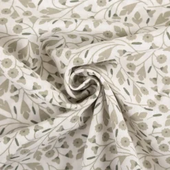 Baumwollstoff Popeline Stoff Blumen wollweiß grün 1,45m Breite