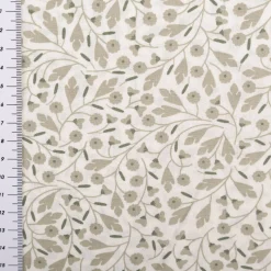 Baumwollstoff Popeline Stoff Blumen wollweiß grün 1,45m Breite