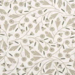 Baumwollstoff Popeline Stoff Blumen wollweiß grün 1,45m Breite