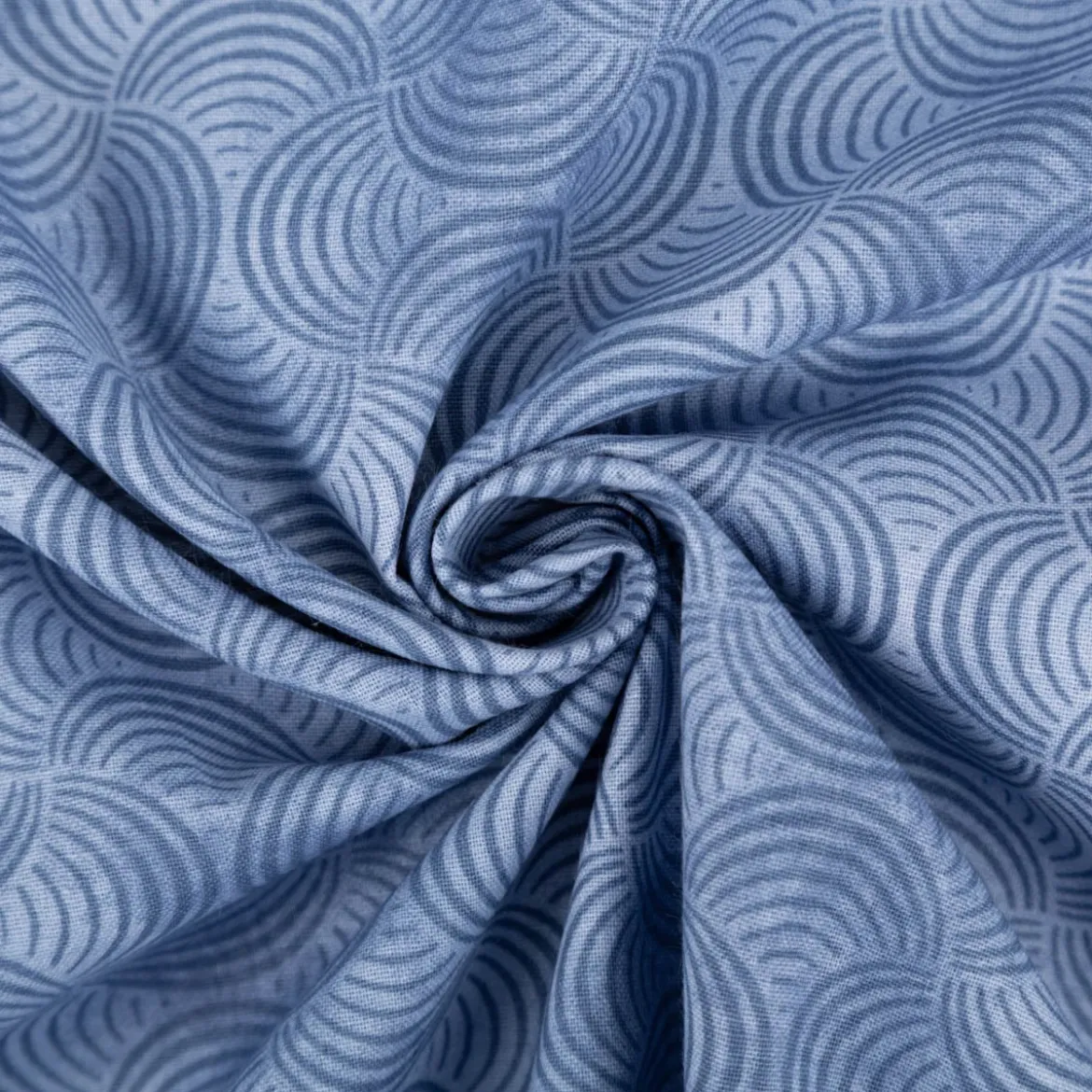 Baumwollstoff Popeline Stoff Bogen Serie Vintage Washed Blau 1,40m Breite
