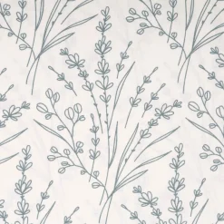 Baumwollstoff Popeline Stoff Blumen Gräser wollweiß blau 1,45m Breite