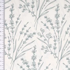 Baumwollstoff Popeline Stoff Blumen Gräser wollweiß blau 1,45m Breite