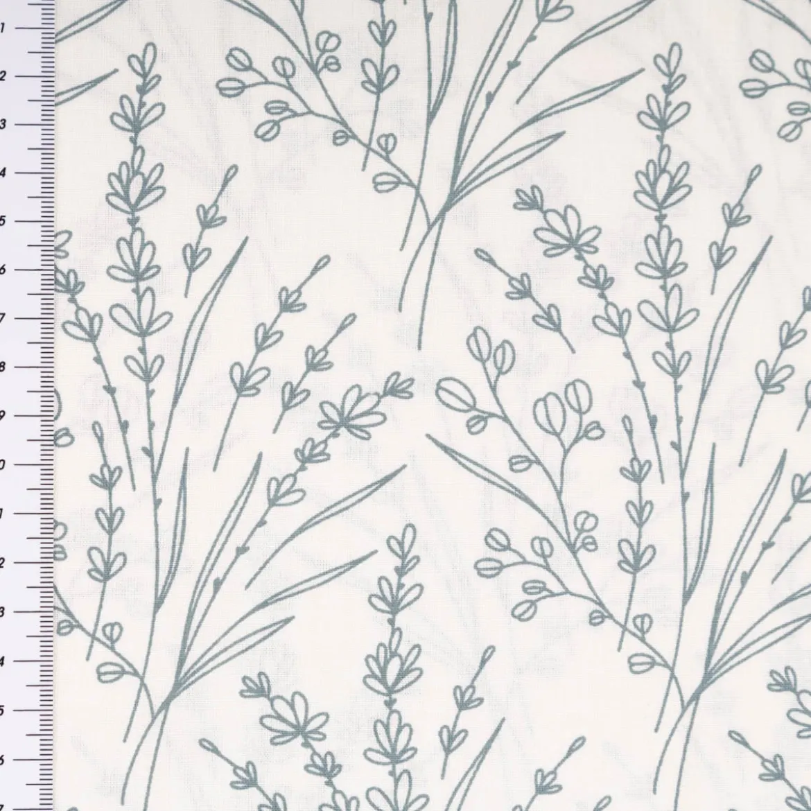 Baumwollstoff Popeline Stoff Blumen Gräser wollweiß blau 1,45m Breite