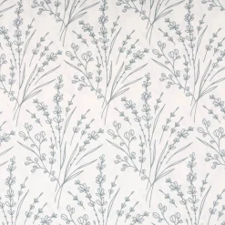 Baumwollstoff Popeline Stoff Blumen Gräser wollweiß blau 1,45m Breite