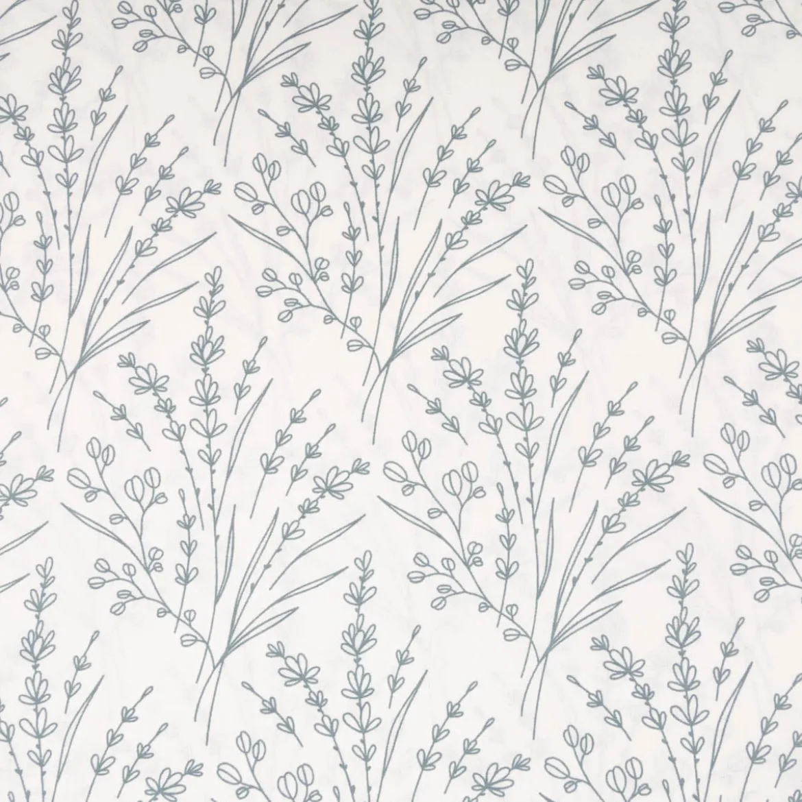 Baumwollstoff Popeline Stoff Blumen Gräser wollweiß blau 1,45m Breite