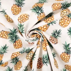 Baumwollstoff Popeline Stoff Ananas ecru gelb grün 1,40m Breite