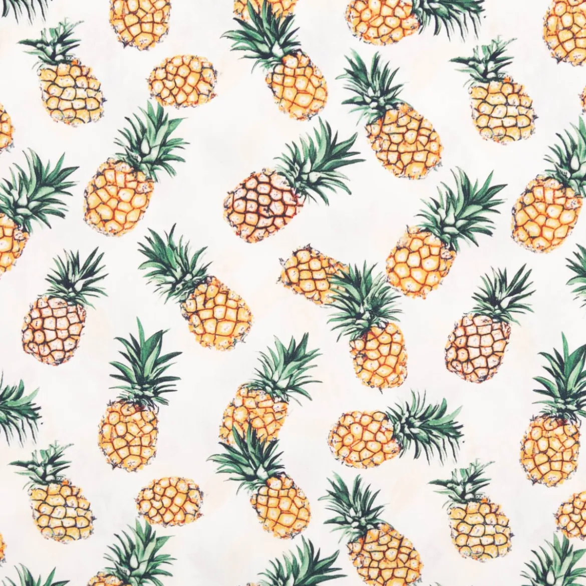 Baumwollstoff Popeline Stoff Ananas ecru gelb grün 1,40m Breite