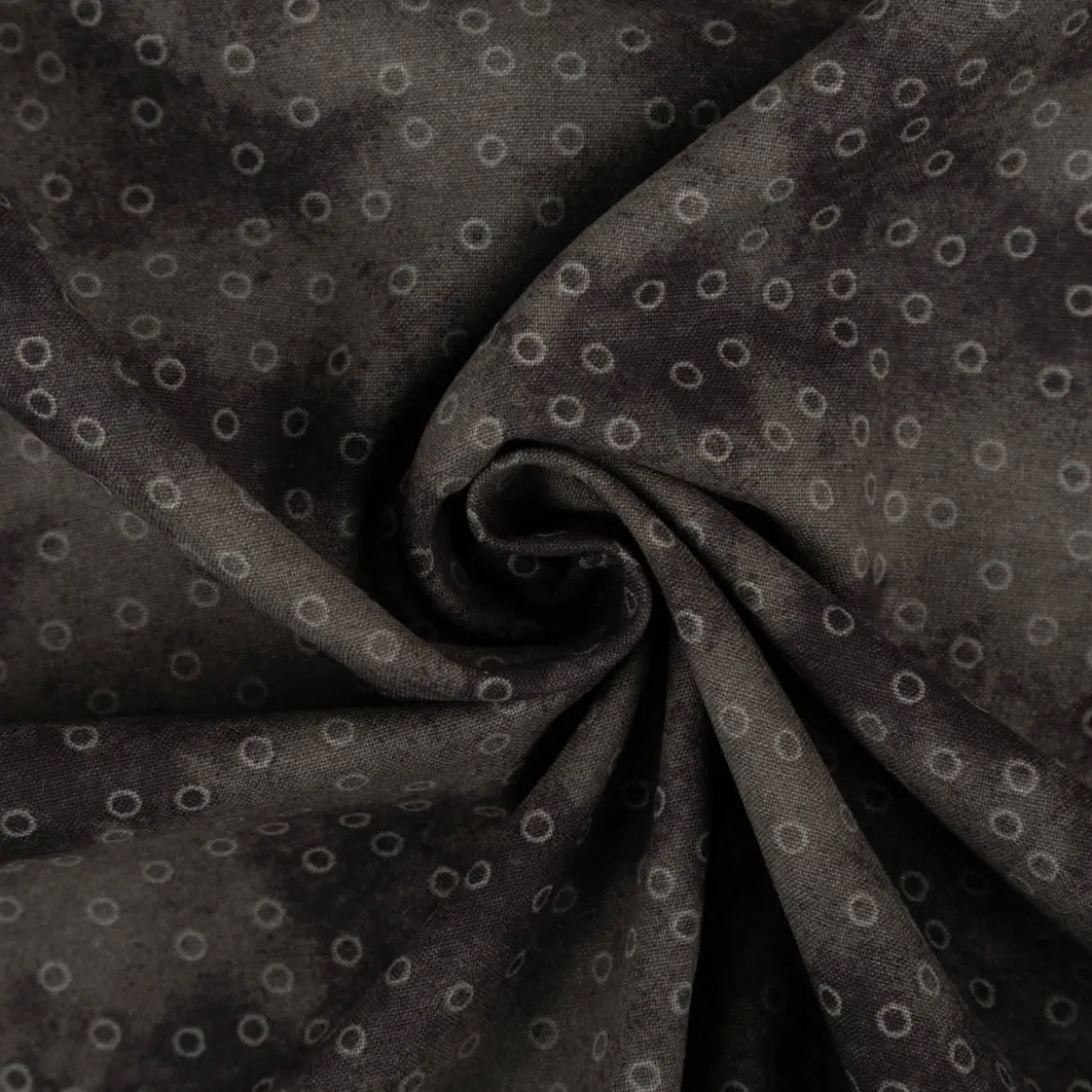 Baumwollstoff Popeline Stoff Kreise Serie Vintage Washed Schwarz 1,40m Breite