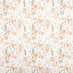 Baumwollstoff Popeline Stoff Blümchen wollweiß orange grün 1,45m Breite