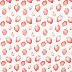 Baumwollstoff Popeline Stoff Erdbeeren weiß rot 1,40m Breite