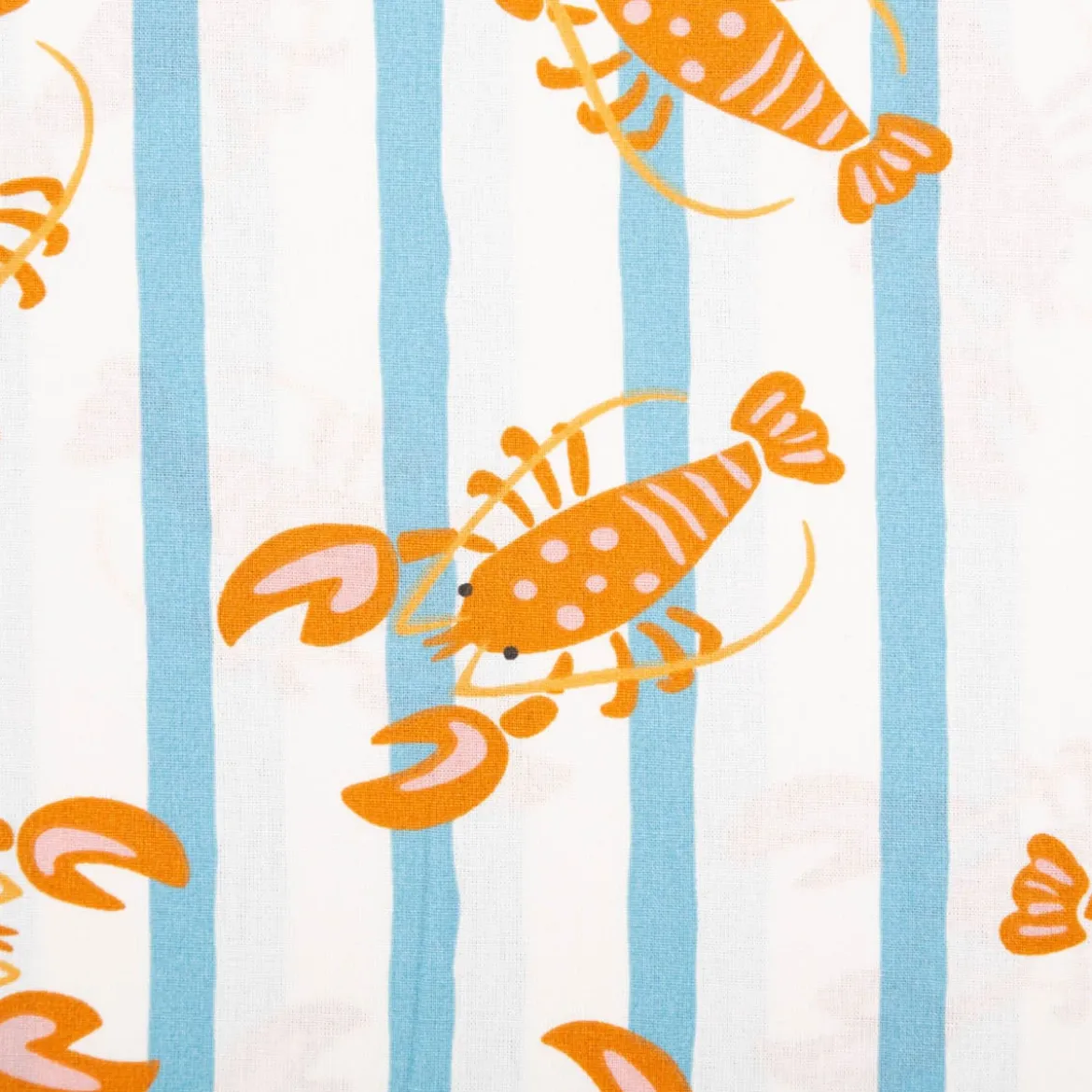 Baumwollstoff Popeline Stoff Streifen Lobster blau weiß orange 1,45m Breite