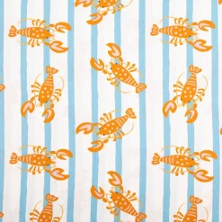 Baumwollstoff Popeline Stoff Streifen Lobster blau weiß orange 1,45m Breite