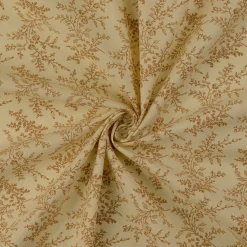 Baumwollstoff Popeline Stoff Blumen und Blätter Serie Romantic Garden Beige 1,40m Breite