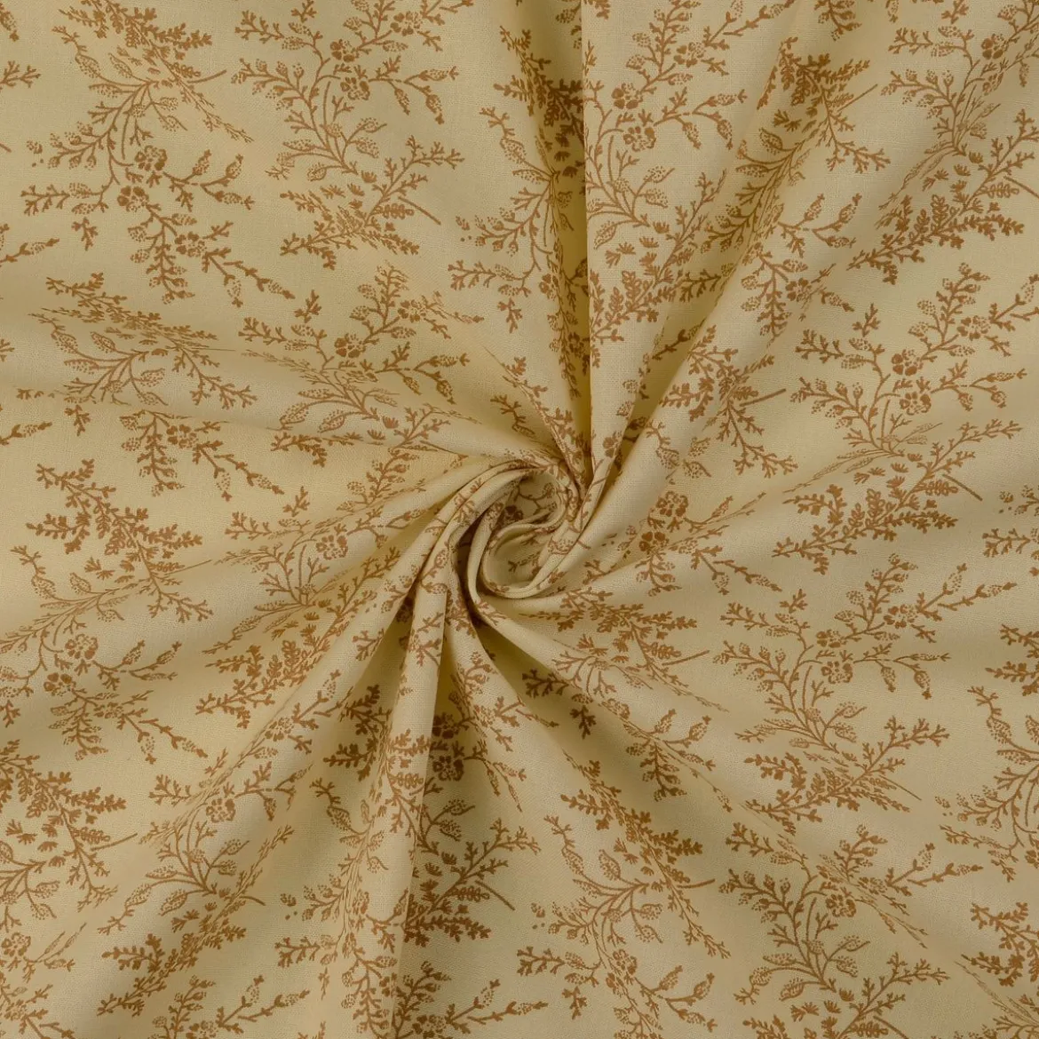 Baumwollstoff Popeline Stoff Blumen und Blätter Serie Romantic Garden Beige 1,40m Breite