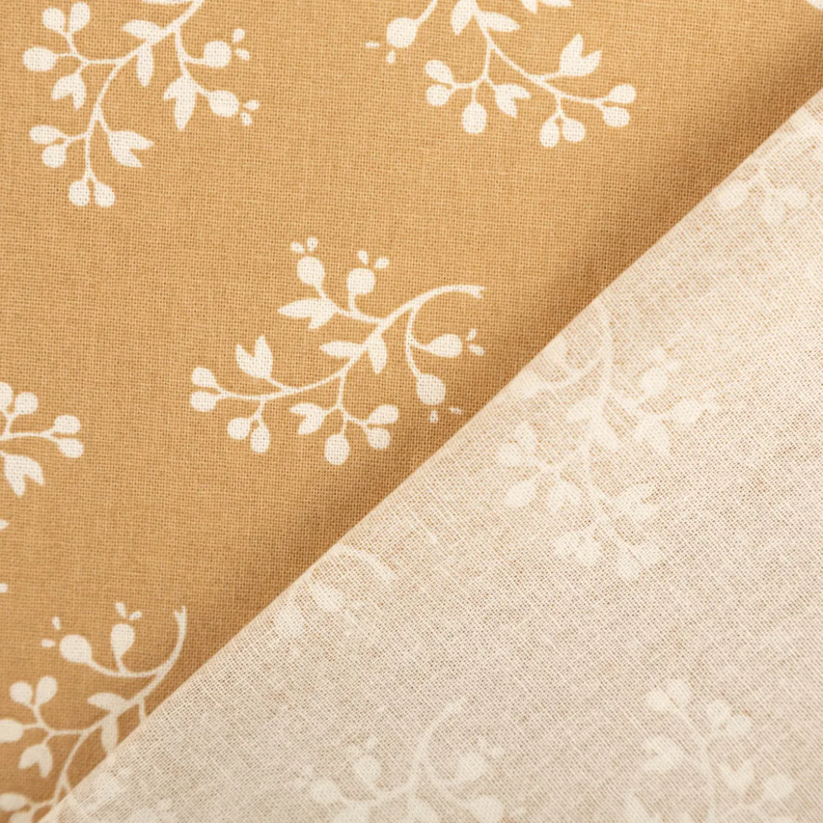 Baumwollstoff Popeline Stoff Blumenzweige Serie Romantic Garden Beige 1,40m Breite