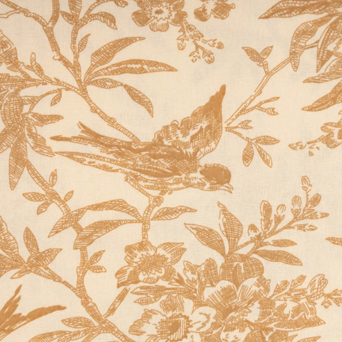 Baumwollstoff Popeline Stoff Vögel und Blumen Serie Romantic Garden Beige 1,40m Breite