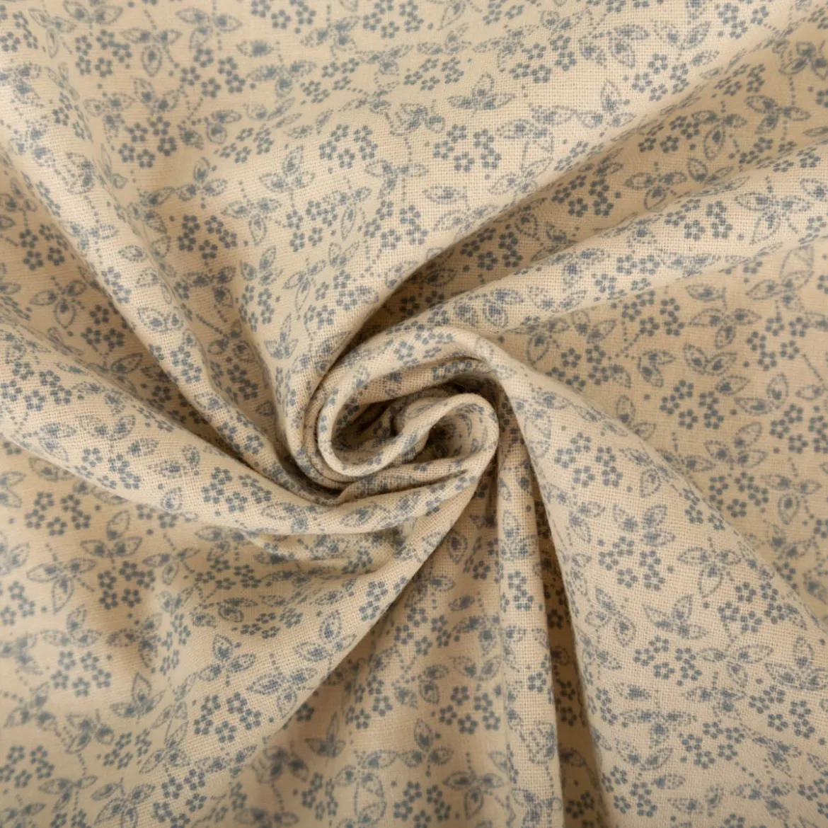 Baumwollstoff Popeline Stoff Allover Blümchen Serie Romantic Garden Babyblau 1,40m Breite