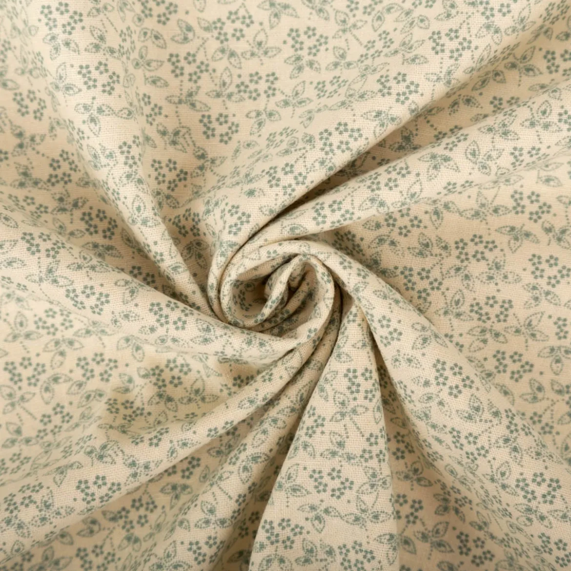 Baumwollstoff Popeline Stoff Allover Blümchen Serie Romantic Garden Mintgrün 1,40m Breite
