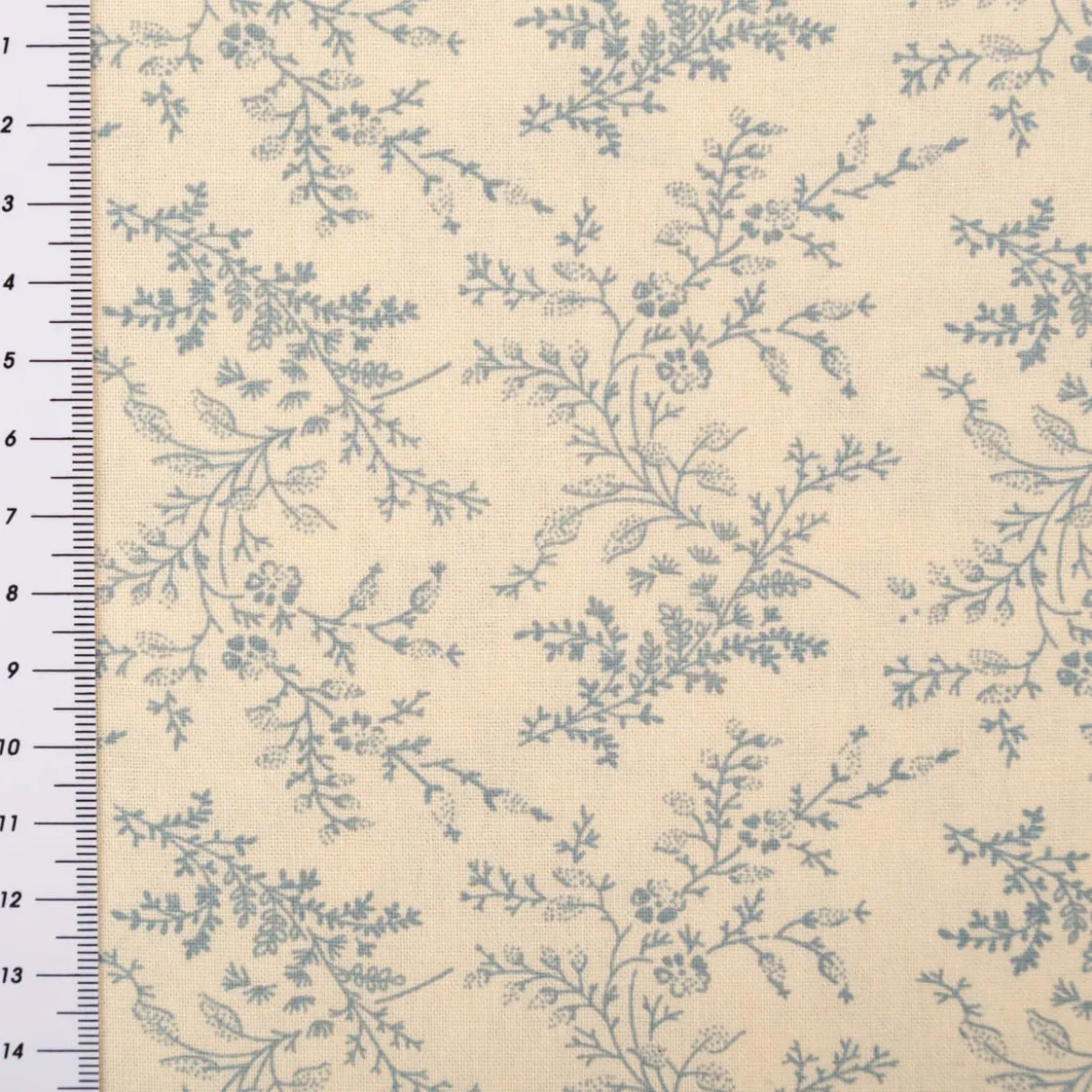 Baumwollstoff Popeline Stoff Blumen und Blätter Serie Romantic Garden Babyblau 1,40m Breite