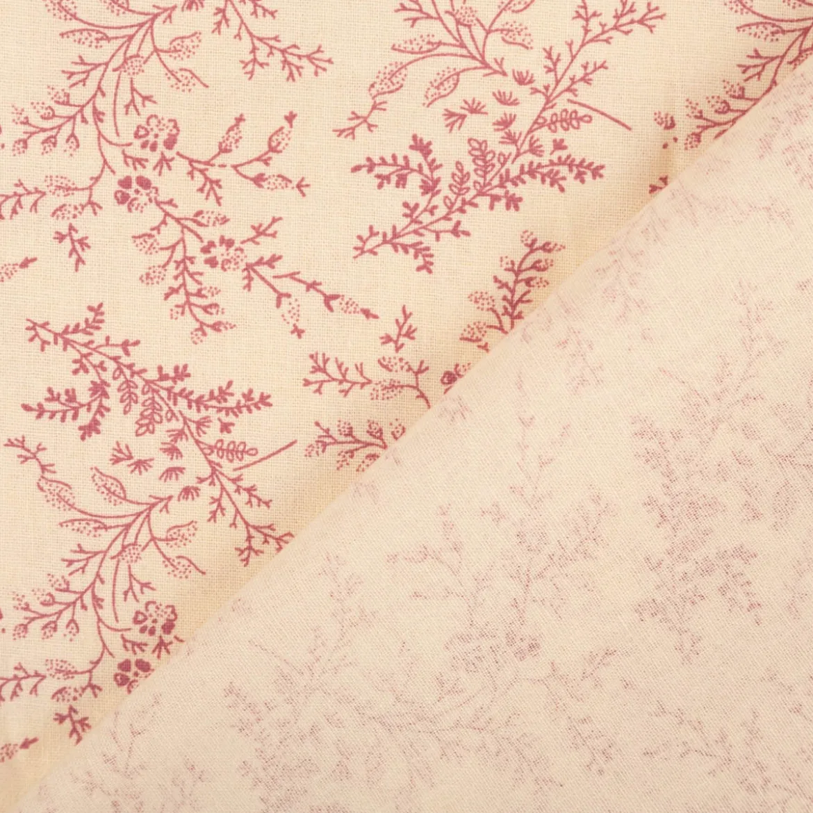 Baumwollstoff Popeline Stoff Blumen und Blätter Serie Romantic Garden Altrosa 1,40m Breite