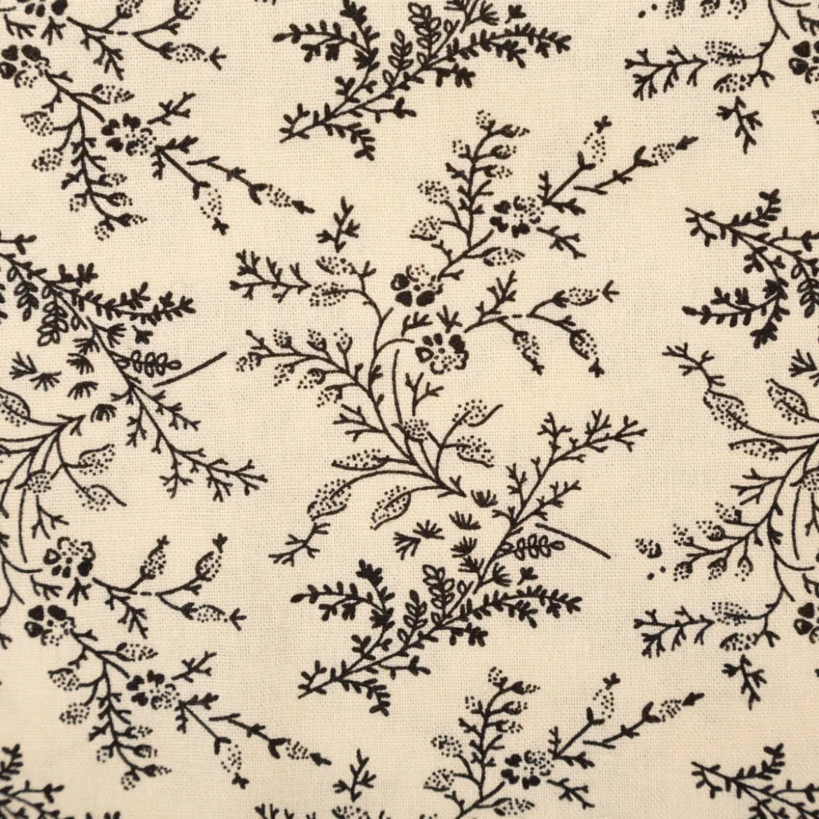 Baumwollstoff Popeline Stoff Blumen und Blätter Serie Romantic Garden Schwarz 1,40m Breite