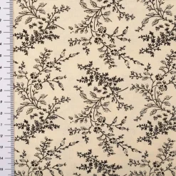 Baumwollstoff Popeline Stoff Blumen und Blätter Serie Romantic Garden Schwarz 1,40m Breite
