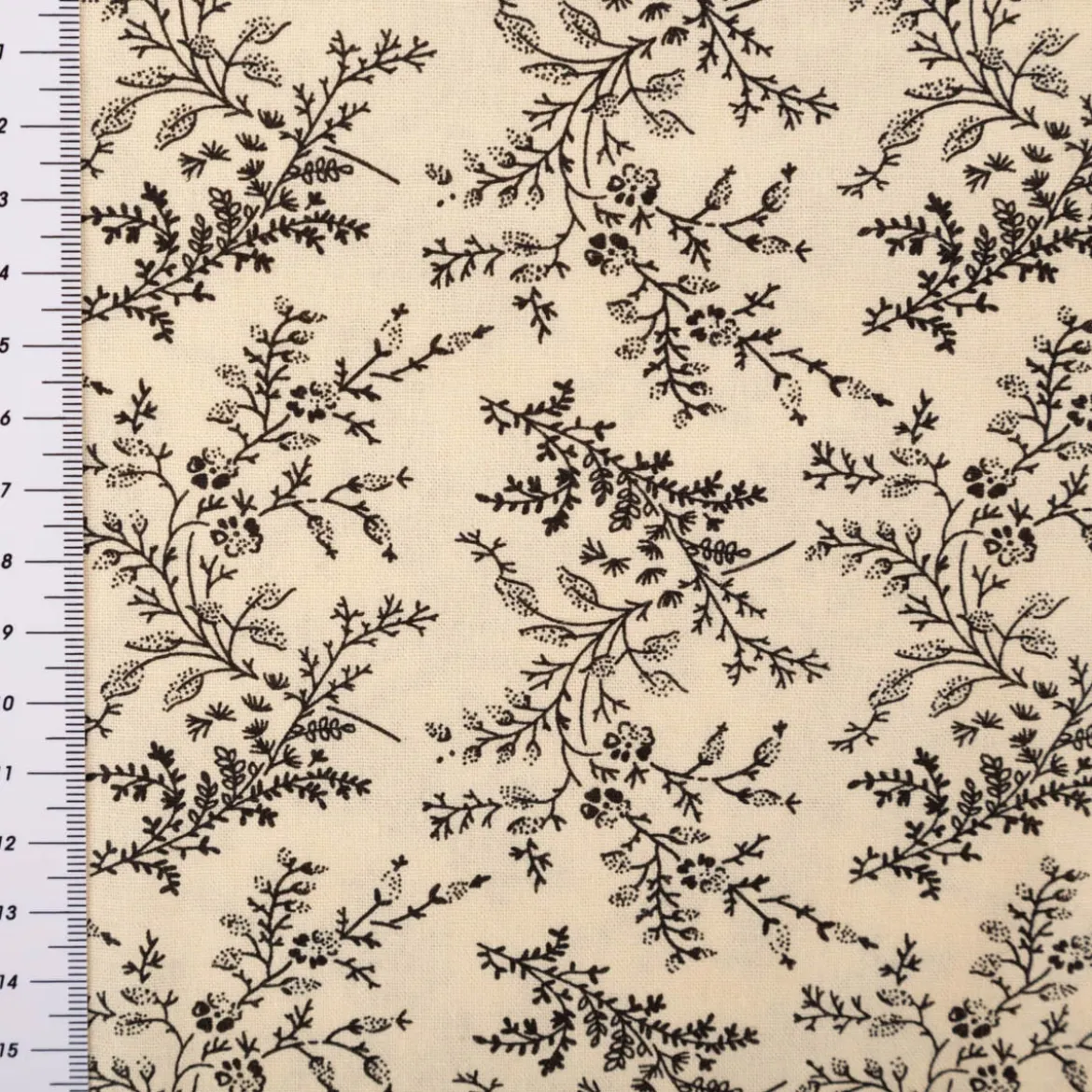 Baumwollstoff Popeline Stoff Blumen und Blätter Serie Romantic Garden Schwarz 1,40m Breite