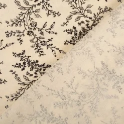Baumwollstoff Popeline Stoff Blumen und Blätter Serie Romantic Garden Schwarz 1,40m Breite