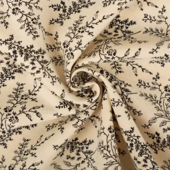 Baumwollstoff Popeline Stoff Blumen und Blätter Serie Romantic Garden Schwarz 1,40m Breite