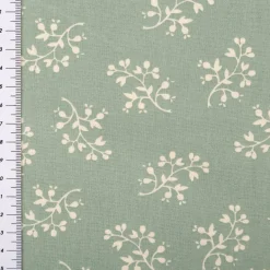 Baumwollstoff Popeline Stoff Blumenzweige Serie Romantic Garden Mintgrün 1,40m Breite
