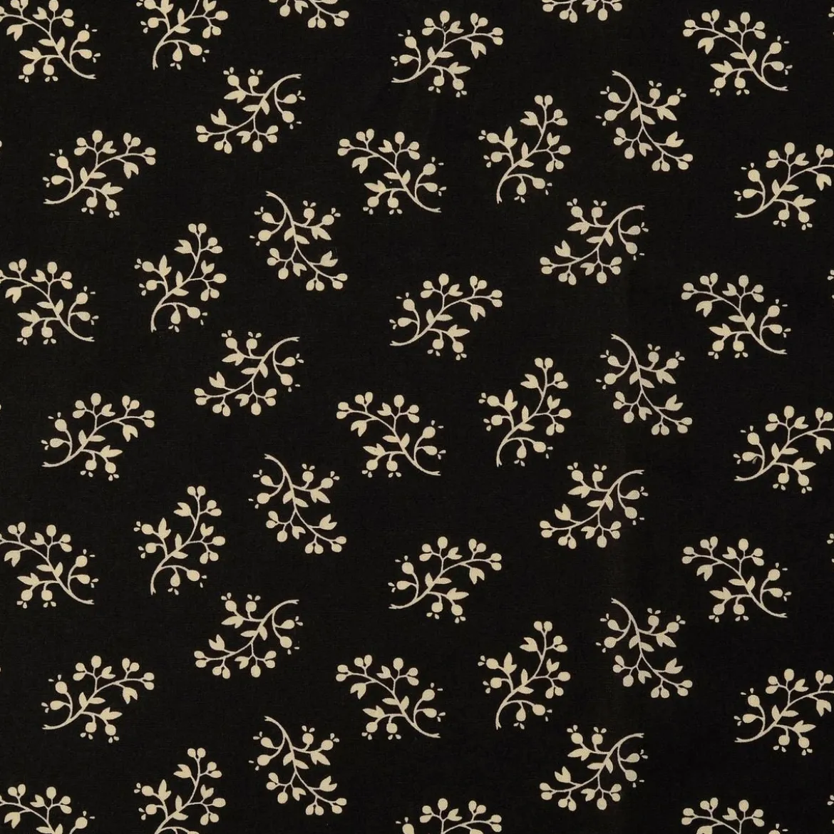 Baumwollstoff Popeline Stoff Blumenzweige Serie Romantic Garden Schwarz 1,40m Breite