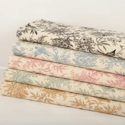 Baumwollstoff Popeline Stoff Vögel und Blumen Serie Romantic Garden Altrosa 1,40m Breite