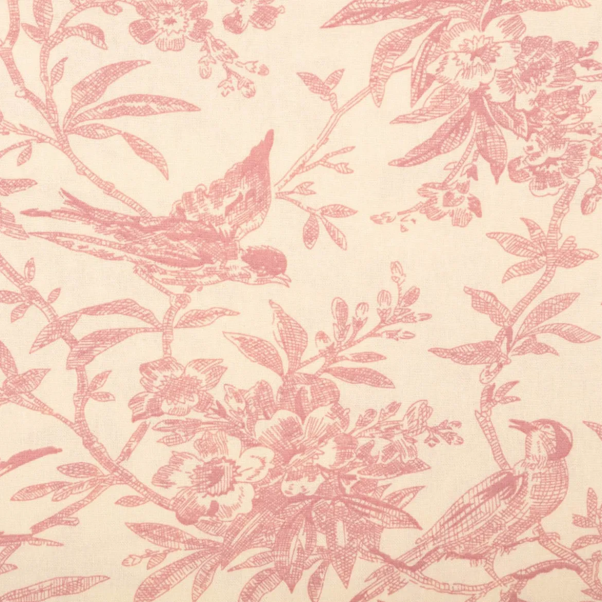 Baumwollstoff Popeline Stoff Vögel und Blumen Serie Romantic Garden Altrosa 1,40m Breite
