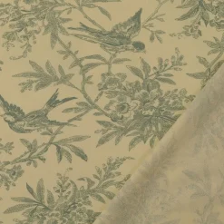Baumwollstoff Popeline Stoff Vögel und Blumen Serie Romantic Garden Mintgrün 1,40m Breite