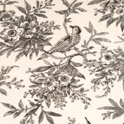 Baumwollstoff Popeline Stoff Vögel und Blumen Serie Romantic Garden Schwarz 1,40m Breite