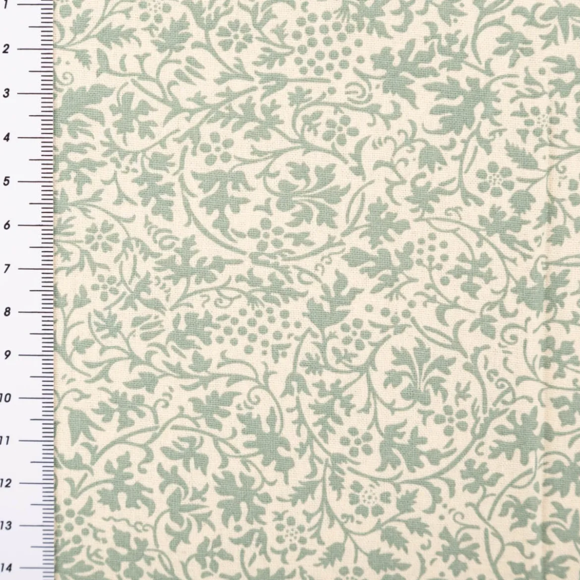Baumwollstoff Popeline Stoff Allover Blätterranken Serie Romantic Garden Mintgrün 1,40m Breite