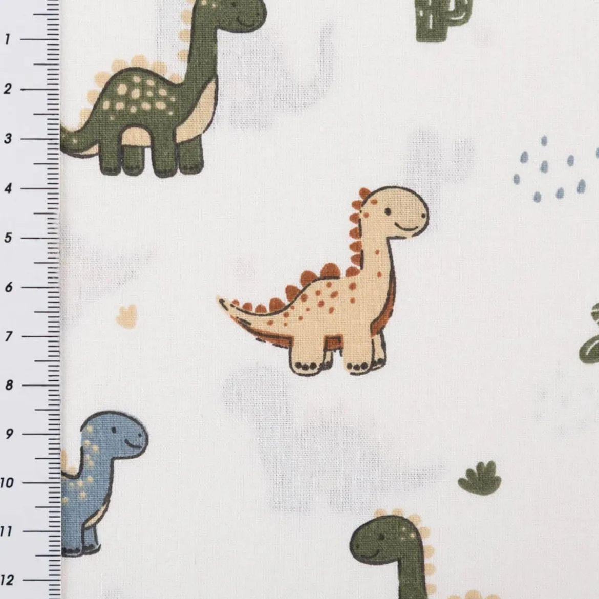 Baumwollstoff Popeline Stoff DInosaurier wollweiß1,45m Breite