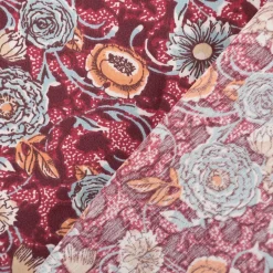 Baumwollstoff Popeline Sveta Blumen bordeauxrot 1,45m Breite