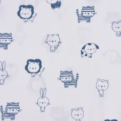 Baumwollstoff Popeline SWEET ANIMALS Löwe Tiger Hase weiß blau 1,50m Breite